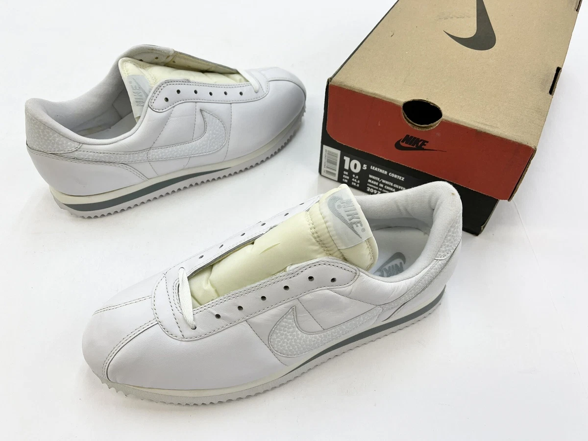 Nike cortez white and cheap silver