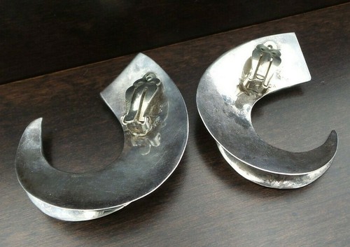 Schönes Paar große Vintage Mid Century Mexiko Sterling Silber Ohrringe - Bild 8 von 12