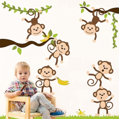 Monkey Business Wall Decal Jungle Fun 17 pcs - Rooms and Stickers