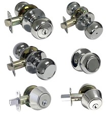 Polished Chrome door knobs round entrance privacy passage deadbolt locks keyed