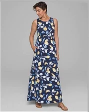 NWT Soma SM Soft Support High Neck Maxi Dress Blue Lemon 94305