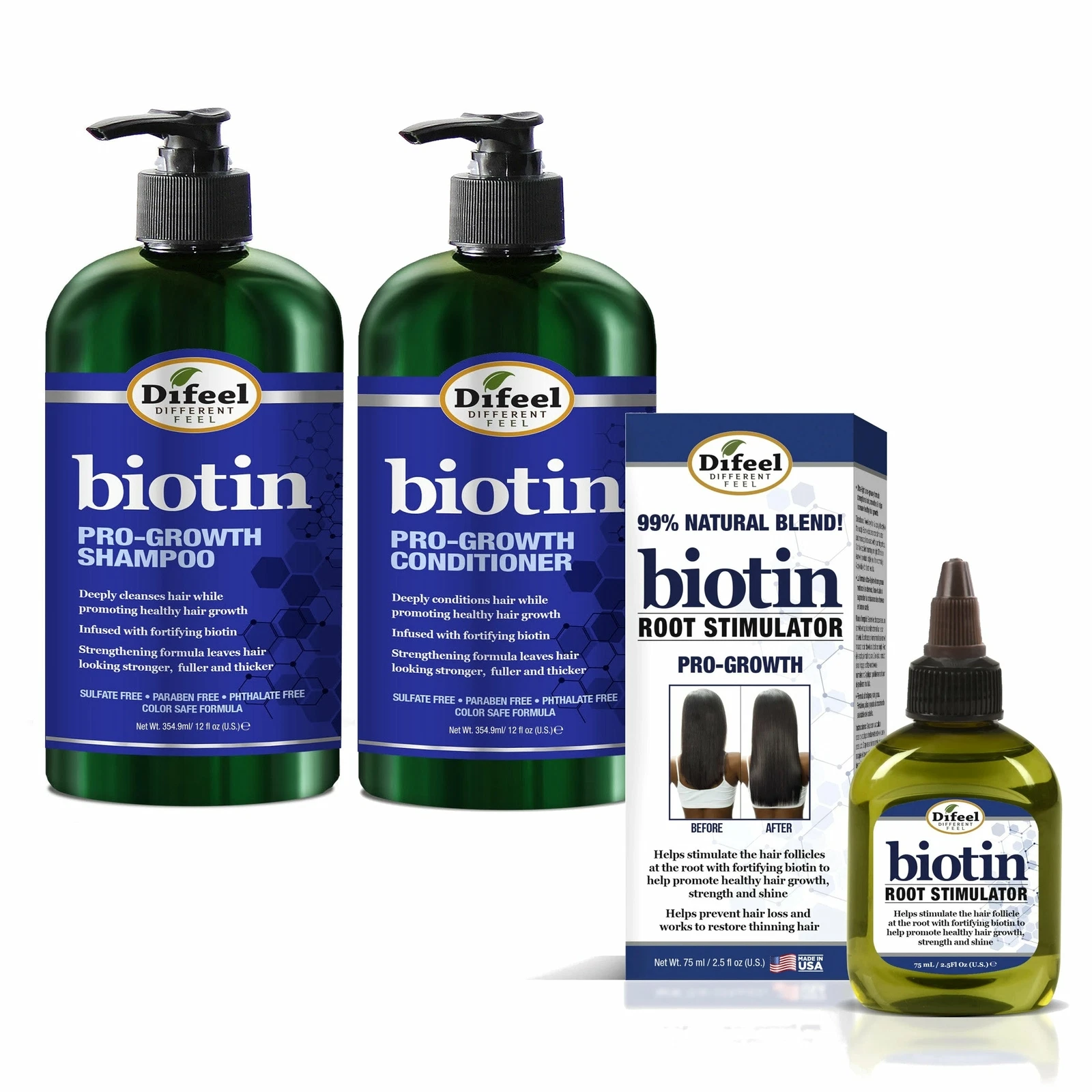 Difeel Biotin 3-PC Cleanse and Treat Hair Growth Set
