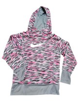 Nike Therma Fit Pink and Gray Camo Print Pull Over Hoodie Size Girls Small