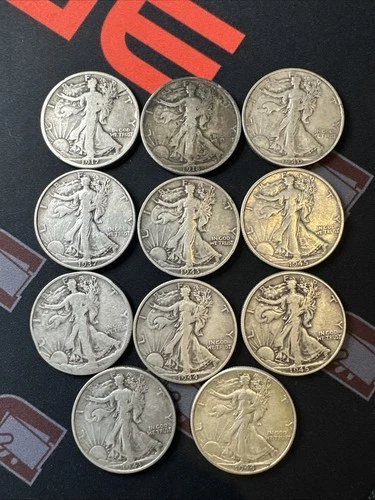 Lot of (11) Walking Liberty Halves Half Dollars 90% Silver 1917-1945 Dates S & D