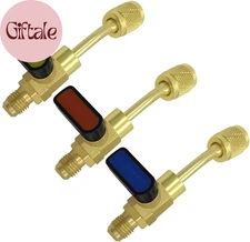 3PCS Air Conditioning Refrigerant Angled Ball Valve 1/4" SAE for HVAC R410A R134