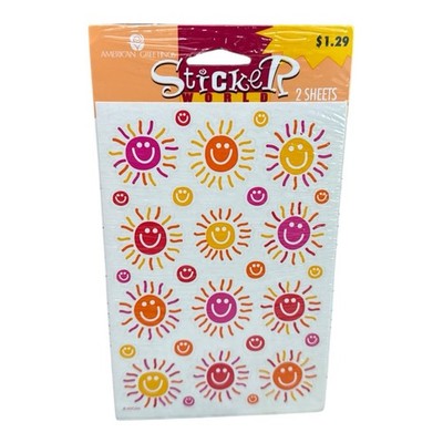 Vintage American Greetings Sticker World Smiling Sun Stickers 2 Sheets Sealed