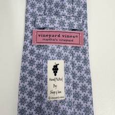 Vineyard Vines Men's Tie Nautical Helms Lilac Silk USA 3.5" W x 60" L euc