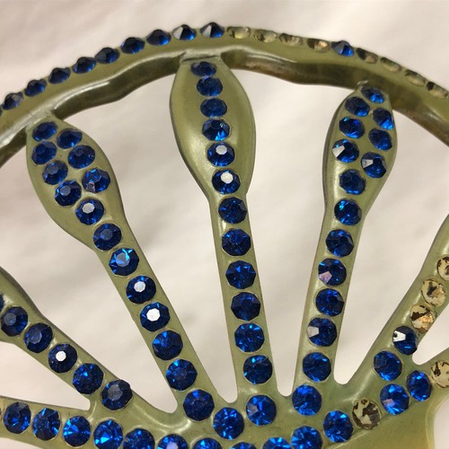 Vintage Ladies Hair Pick Blue Stones - Picture 9 of 10