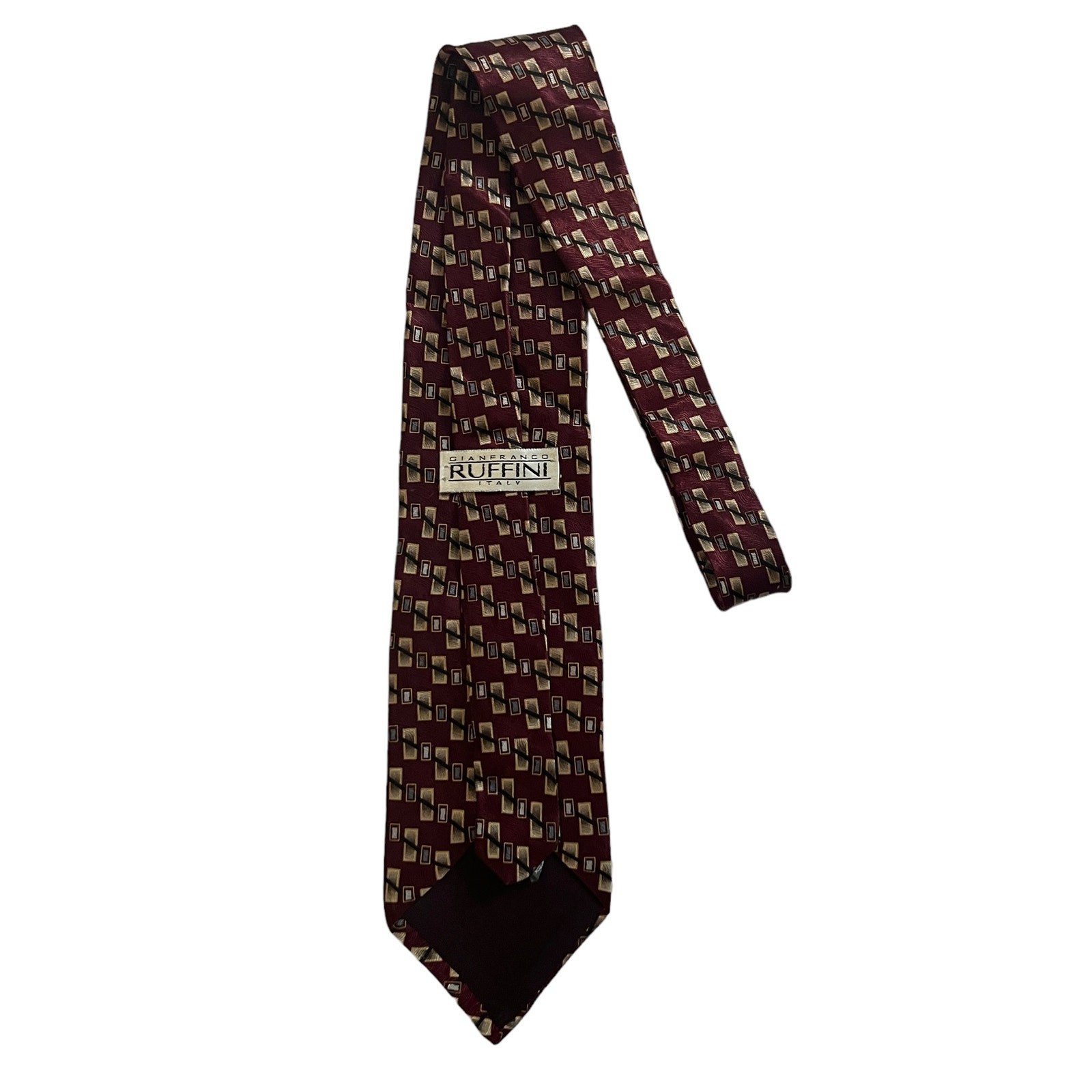 Gianfranco Ruffini Burgundy Tan Rectangle Geometr… - image 4
