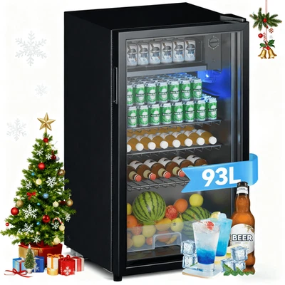 DEVOKO 93L Kompaktkühlschrank Getränkekühlschrank Flaschenbierkühler LED-Beleuchtung