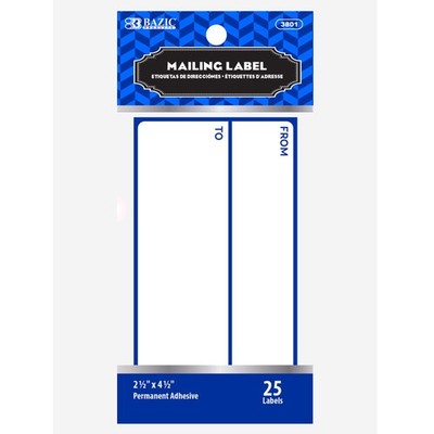 BAZIC PRODUCTS BAZIC Mailing Label 4 1 2 x 2 1 2 Self Adhesive Shipping Labels