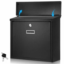 Locking Mailbox Wall Mount Large Capacity Locked Boxes with Key for Outside