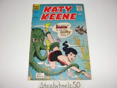 Katy Keene #60 Comic 1961 Archie Underwater Octopus Attack Pin Ups Bill Woggon