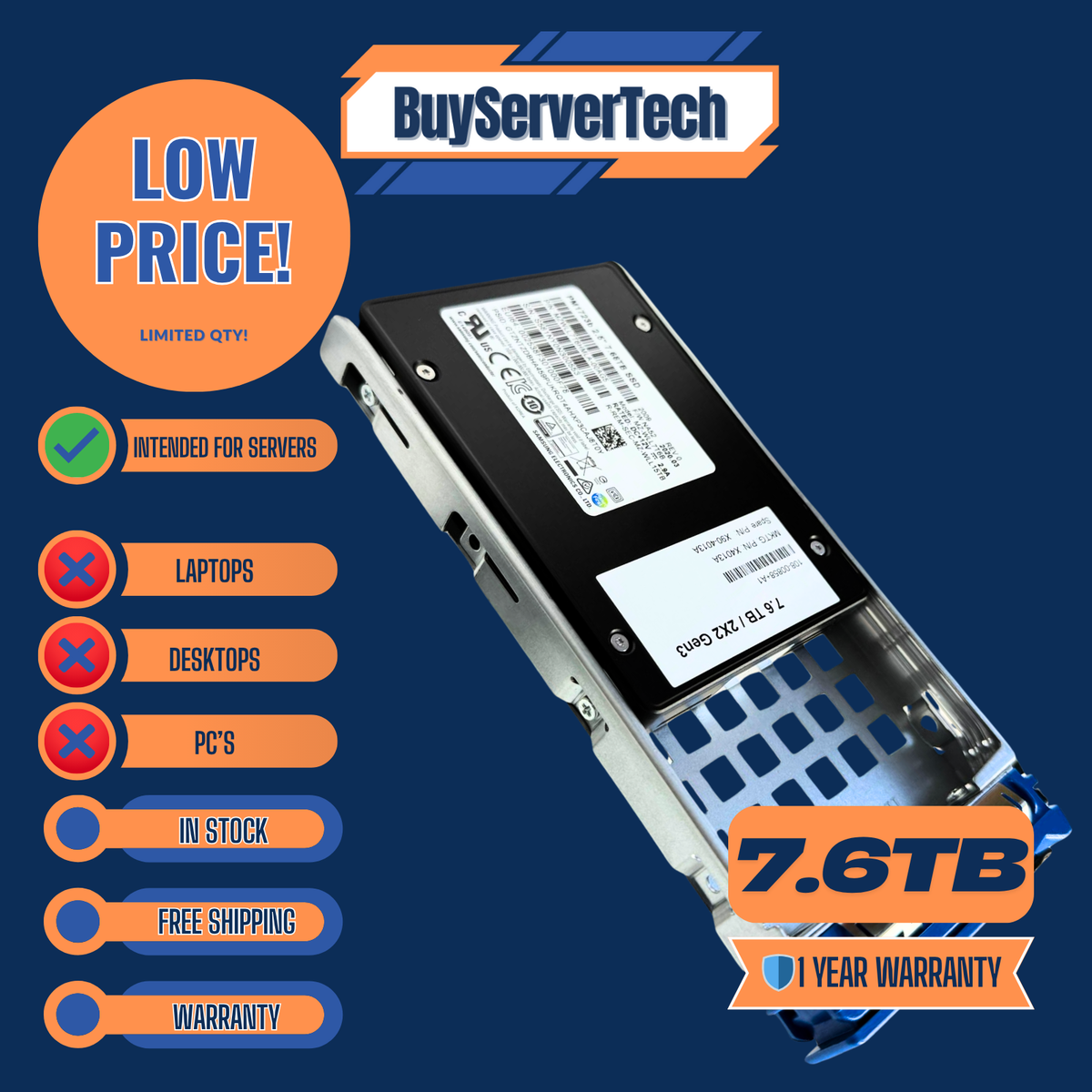 NetApp X4013A 7.68TB NVMe SSD 2.5