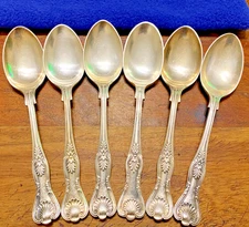Antique Mappin & Webb Silver Plated "Kings Pattern" Tea Spoons - 13.5cm Length