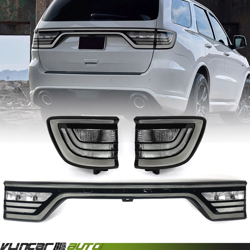 3PCS Tail Lights For Dodge Durango 2014-2022 W/Camera Hole Smoked Liftgate Lamp