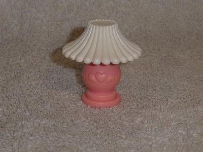 Fisher Price Loving Family Dollhouse Pink & White Heart Table Lamp Light