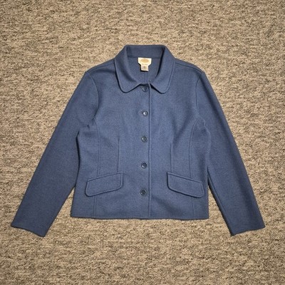 Talbots Alpaka Mischung Jacke Blau Knopfleiste Wollmantel Größe XL Made In Peru