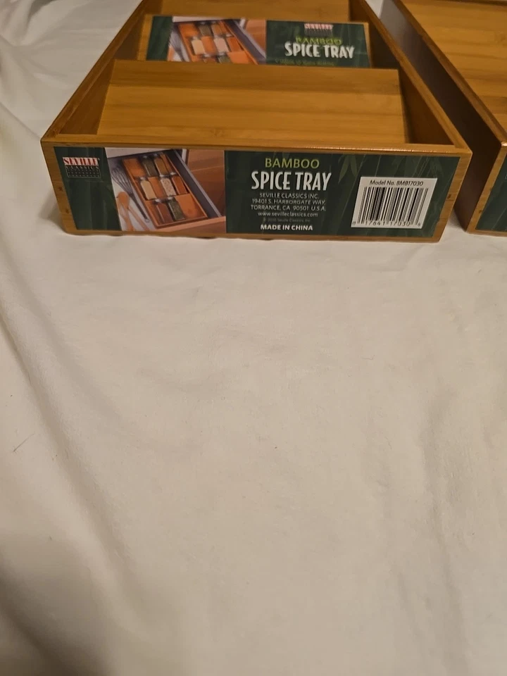 2 Seville Classics 3-Tier Bamboo Wood Spice Rack Drawer Tray Organizer-READ - Image 3 of 4