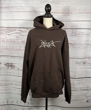 Stay Stillz Brown Casual Pull-Over Hoodie w/ Embroidery - Size Medium