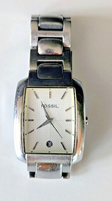 Fossil Armbanduhr, Herren, aus Edelstahl, mit Datumsanzeige, weißes Ziffernblatt