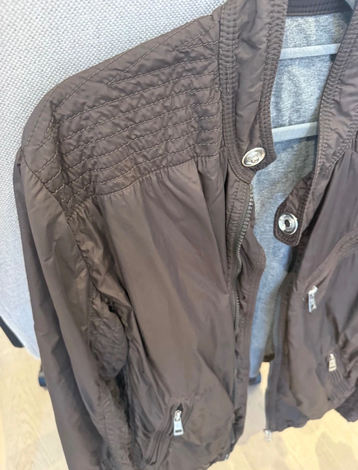 Moncler Lightweight Biker Jacket Size 3 M Brown Nylon Vintage 2007 image 3