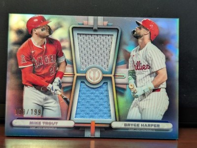2026 Topps Tribute - 2 Player Dual Relic Mike Trout Bryce Harper #DR-TH 139/199