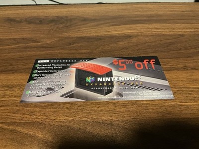 N64 ''Expansion Pak'' Performance Enhancing Coupon NINTENDO COUPON 1998  RARE