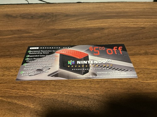 N64 "Expansion Pak" Performance Enhancing Coupon NINTENDO COUPON 1998 RARE