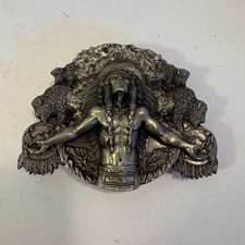 Vintage 1981 Siskiyou Buckle Co. Native American Brass Belt Buckle Rare New