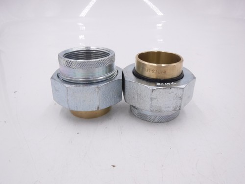 Pair Watts Dielectric Union LF 3001A 1-1/2" NPT x 1-1/2" Solder Copper Pipe