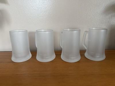 Vintage Parka Glass Frosted Beer Mugs (Set of 4) | 12oz Tankards