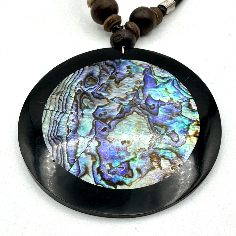 M&L Moda Sin Cuello Abulón Madreperla Concha Colgante Amuleto Diseñador Foto 4 de 4