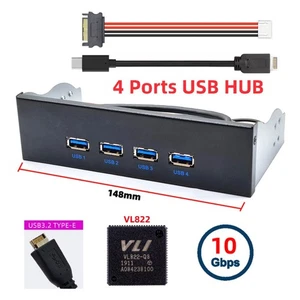 USB 3.1 Type E à 4 USB Adaptateur multiplicateur de port Hub pour 5.25" Voie optique Bay