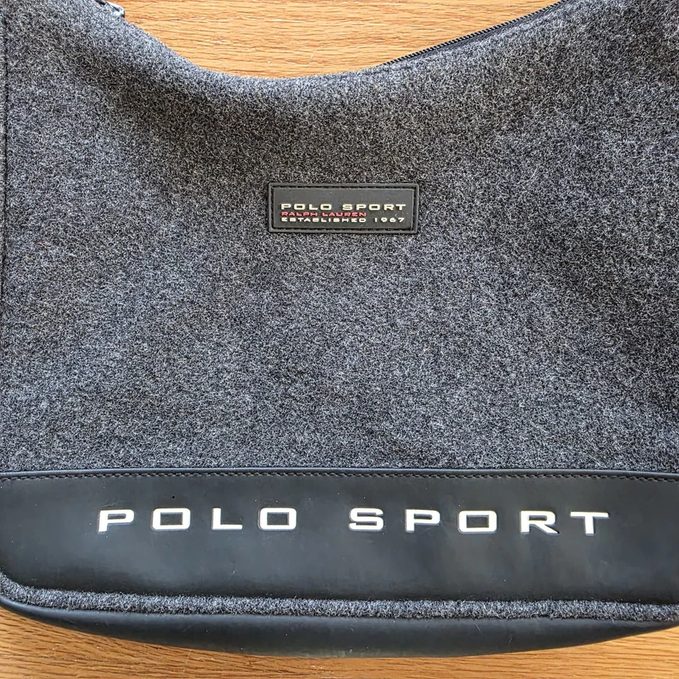 Cartera Polo Ralph Lauren Y2K Años 90 Vintage Lana Gris Bandolera Ropa de Calle Foto 2 de 4