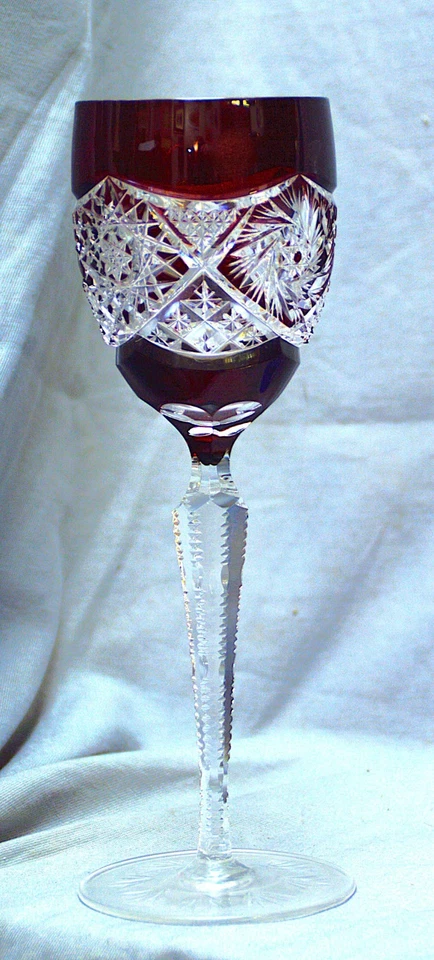 Weinglas Römer Bleikristall geschliffen, Schleuderstern, Goldrubin, 21,5 cm - Bild 2 von 4