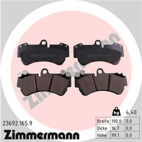 Zimmermann BremsbeläGe Bremsbelegsatz Vorne FüR VW Touareg Porsche Cayenne-image