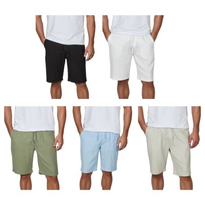 DENIMFY Kurze Hosen Herren Leinen Shorts DFAlessio Regular Fit Kordelzug