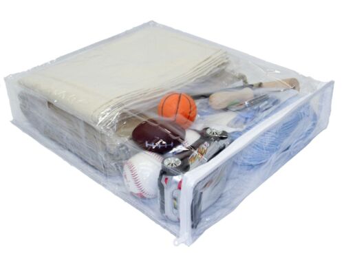 Heavy Duty Vinyl Zippered Closet Square Storage Bag Clear 12" x 14" x 6" 1-Pack - Picture 2 of 2