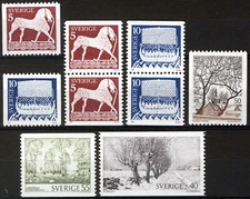 Sweden 1973, Definitive Stamps: Picture Stone and Landscapes set MNH, Mi 799-803