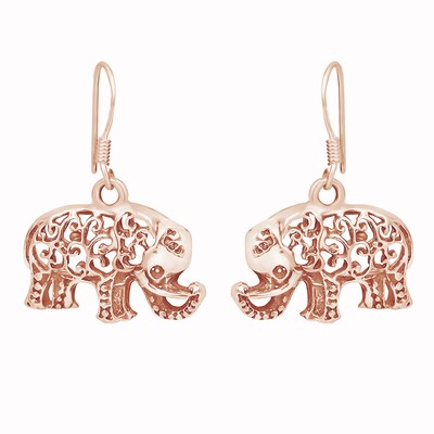 Filigree Swirl Elephant Dangle Earrings 