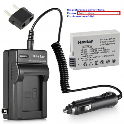 Kastar Battery Travel Charger for Canon LP-E8 LC-E8 & Canon EOS 600D Camera