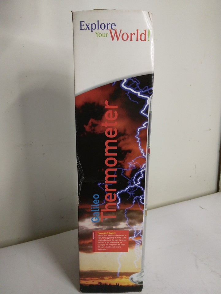 Galileo Thermometer 11in Tall Glass Tube w/ Floating Spheres Discovery
