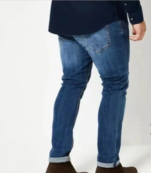 65 burton menswear london Big Tall Mid Blue Tyler Skinny Fit Jeans size 48L