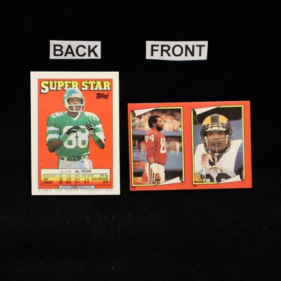 1988 Al Toon Jets #51 Back #282 / 283 J.T. Smith / Charles White Front Sticker