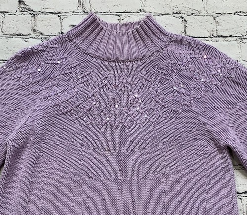 Quacker Factory Women’s Size M Lavander Sequin Farisile Chunky Knit Sweater - Picture 7 of 24