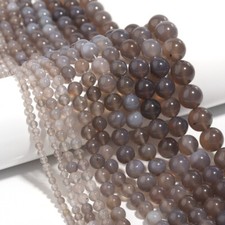 4mm-12mm Natural Gray Agate Stone Round Spacer Beads For Bracelet Jewelry Making