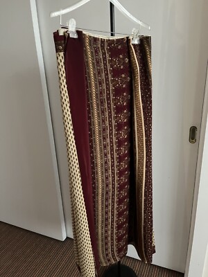 New 100% Silk Heavy Crepe Saree RITU KUMAR Style Ivory & Burgundy Floral Paisley