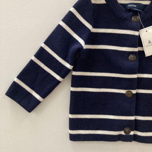Gap Baby 6-12 Months Stripe Cardigan Sweater Nautical NWT - Picture 2 of 5