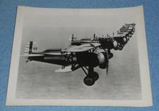 Vintage Photo Boeing P-12E US Army Air Corps Aircraft In Flight Line Formation